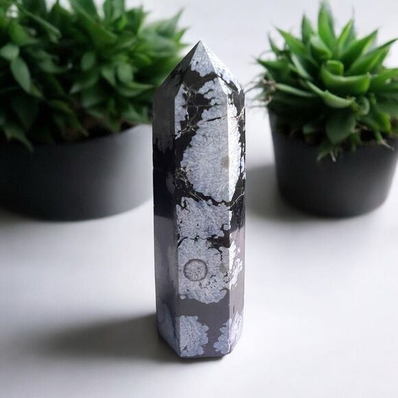 Snowflake Obsidian Crystal Tower (#15) - Picture 1 of 11